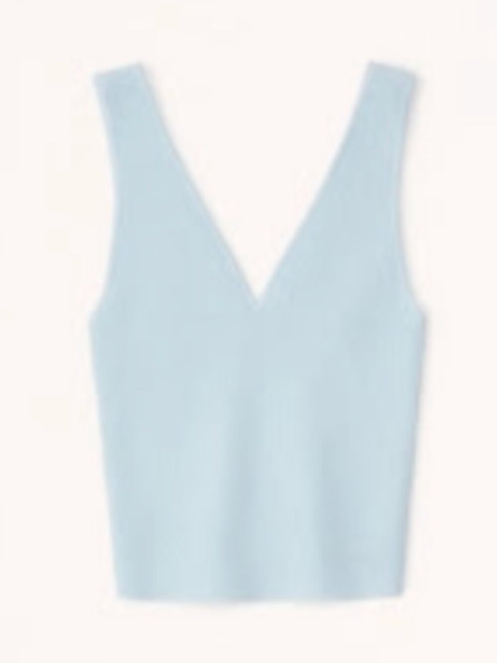 Abercrombie & Fitch SoftAF Ribbed Ottoman V-Neck Tank - Light Blue, Size L